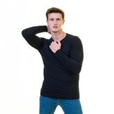 Black Solid European Wool Luxury Zippered With Sweater Jacket Warm Winter Tailor Fit